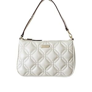 Kate Spade White Quilted Leather Wristlet Clutch/Shoulder Bag